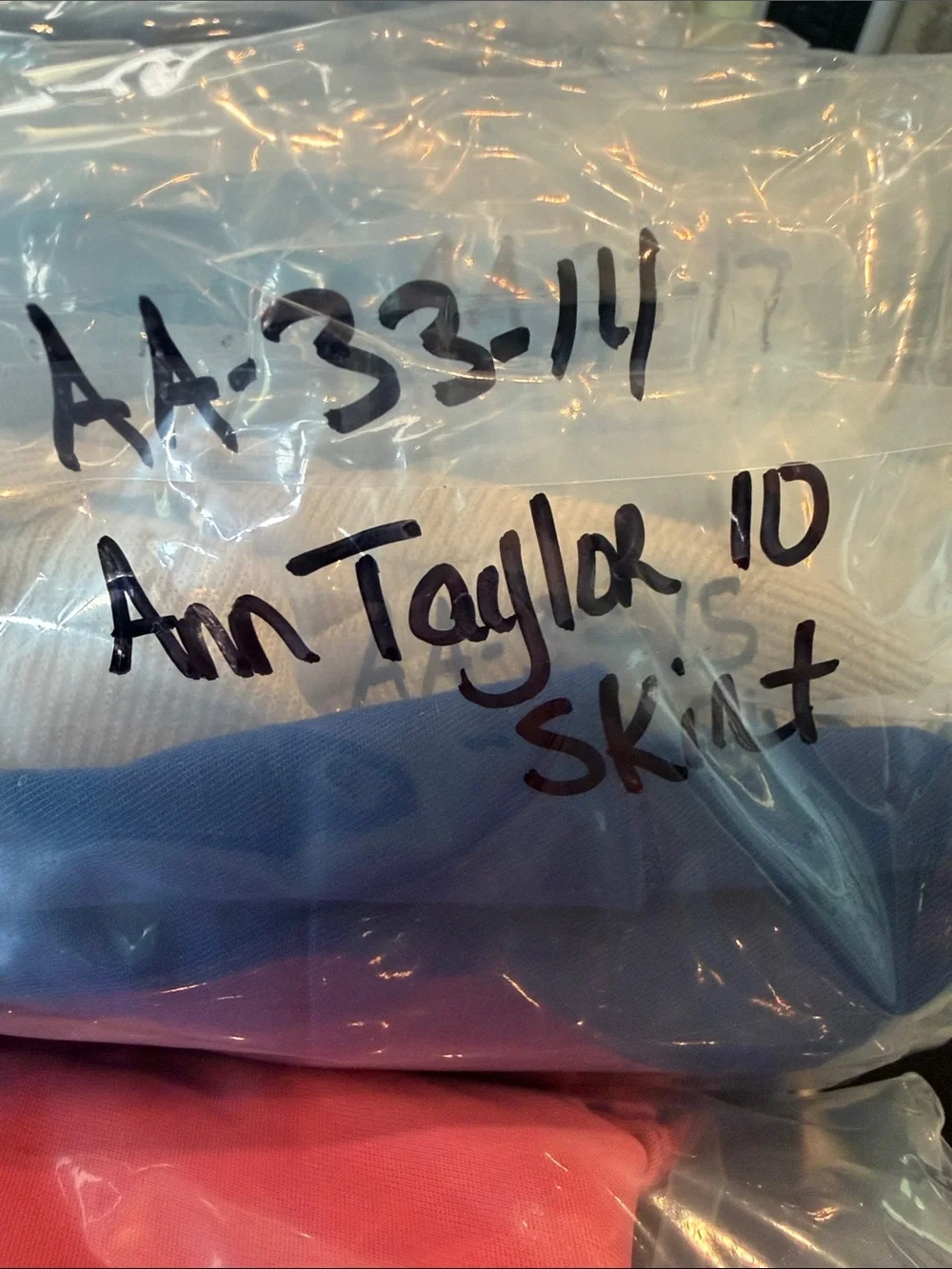 Ann Taylor Size 10 Navy Blue Stretch Cotton Straight Pencil Skirt Career